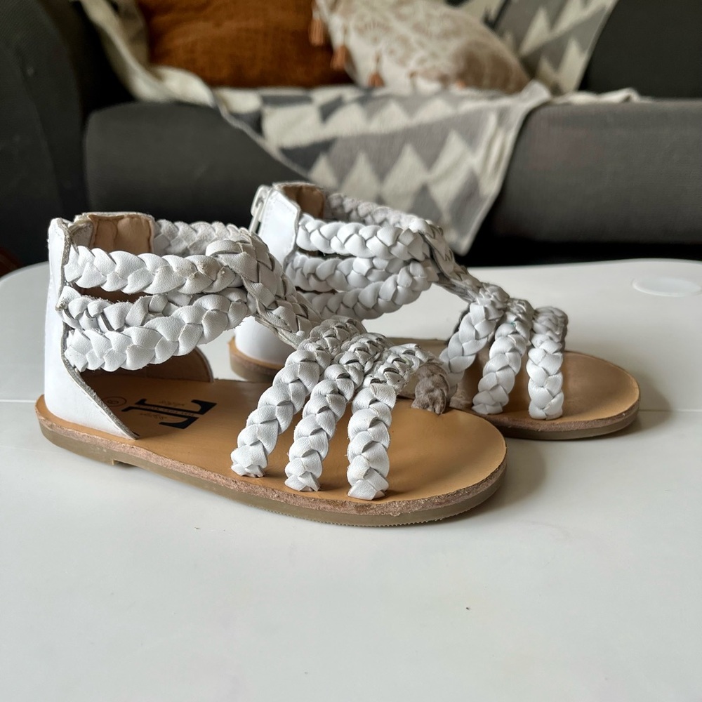 White Braided Adalynn Kids Sandals